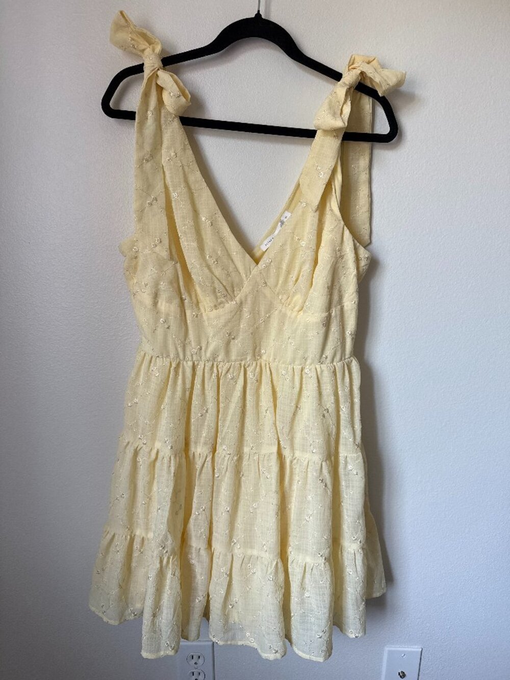 Altar'd State Butter Yellow Broderie Eyelet Lace Tiered Mini Dress XL